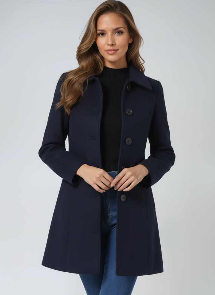 Lucinda Elegant Fit and Flare Button Front Coat - image 3