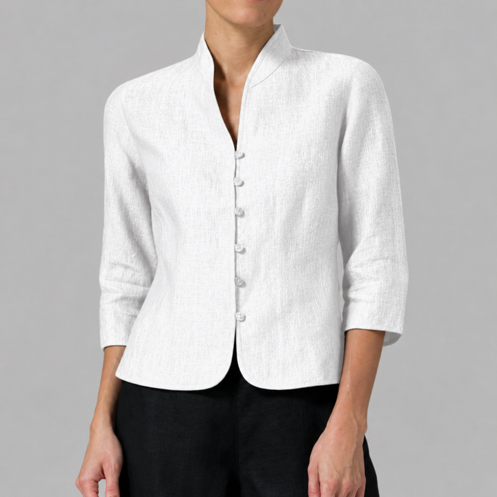 Brynna high neck blouse, front view