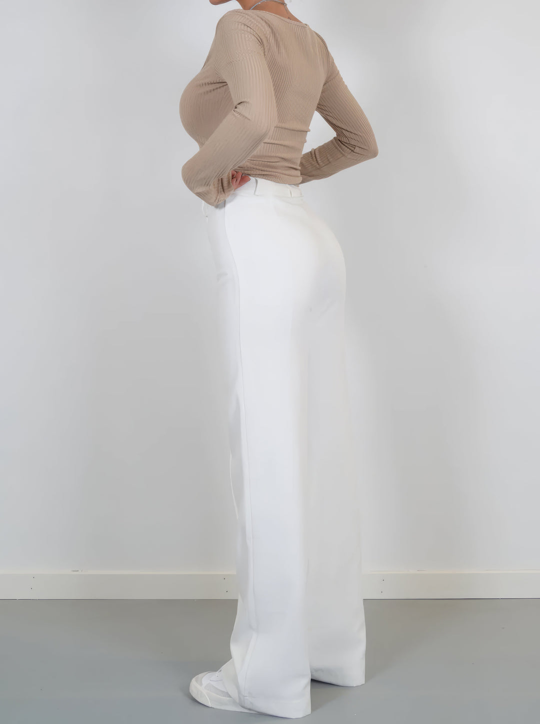 Fiorella elastic waist flowing wide leg trousers – image 2