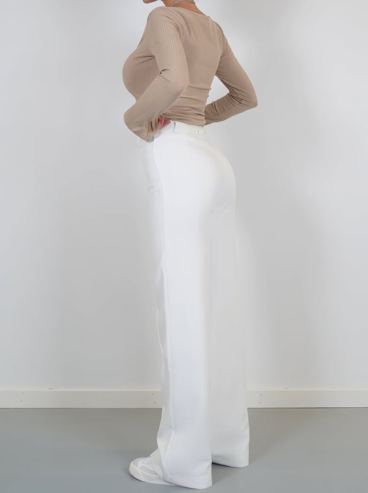 Fiorella elastic waist flowing wide leg trousers – image 2
