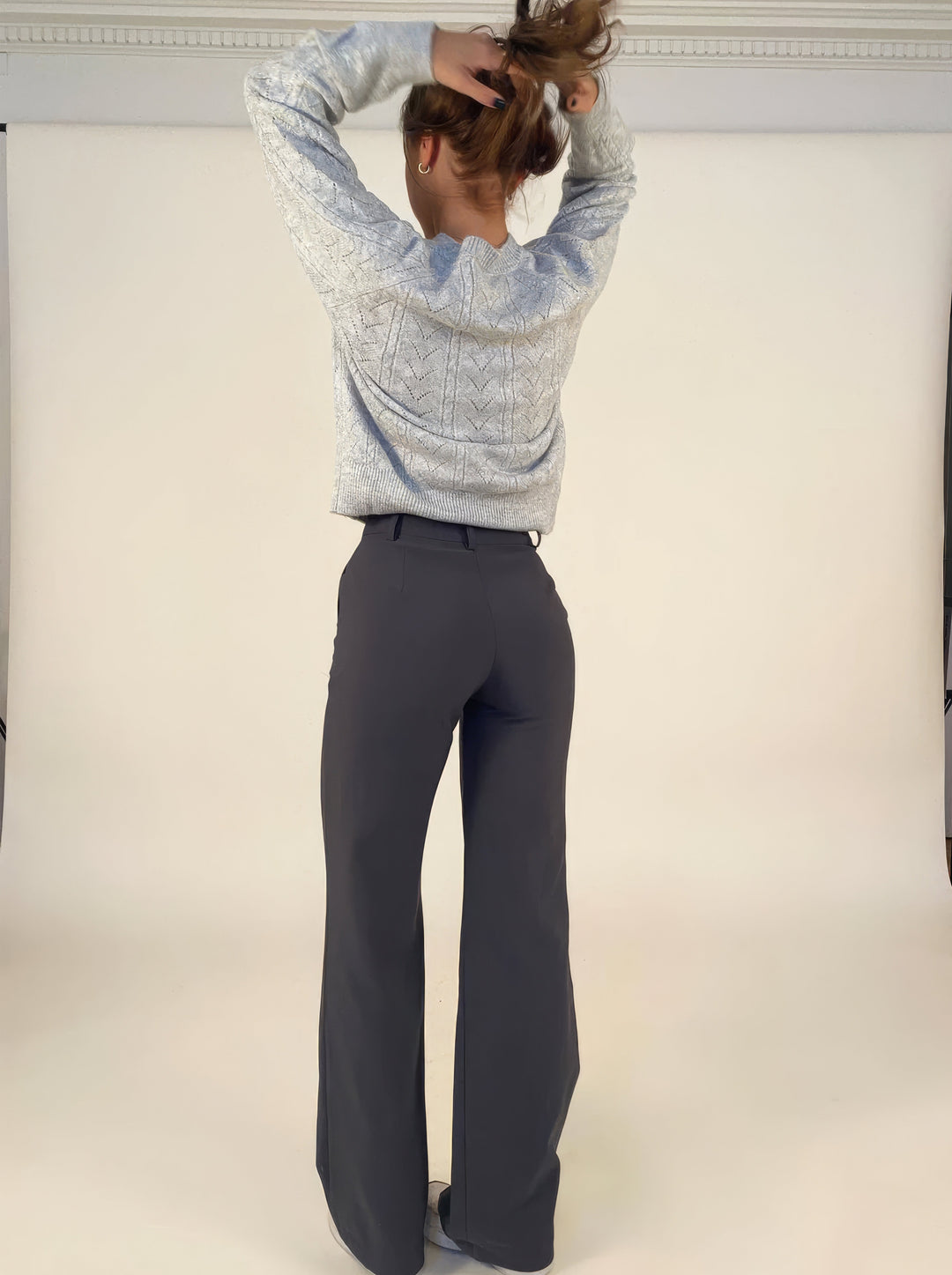 Fiorella elastic waist flowing wide leg trousers – image 6