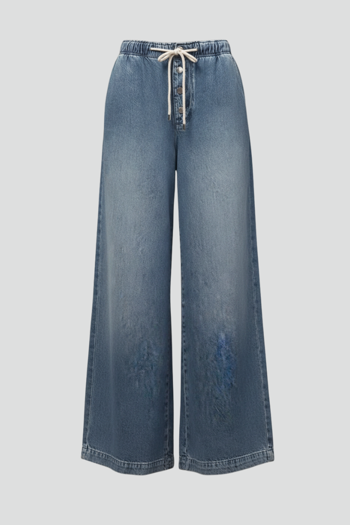 Tilly light blue wide leg jeans with drawstring waist
