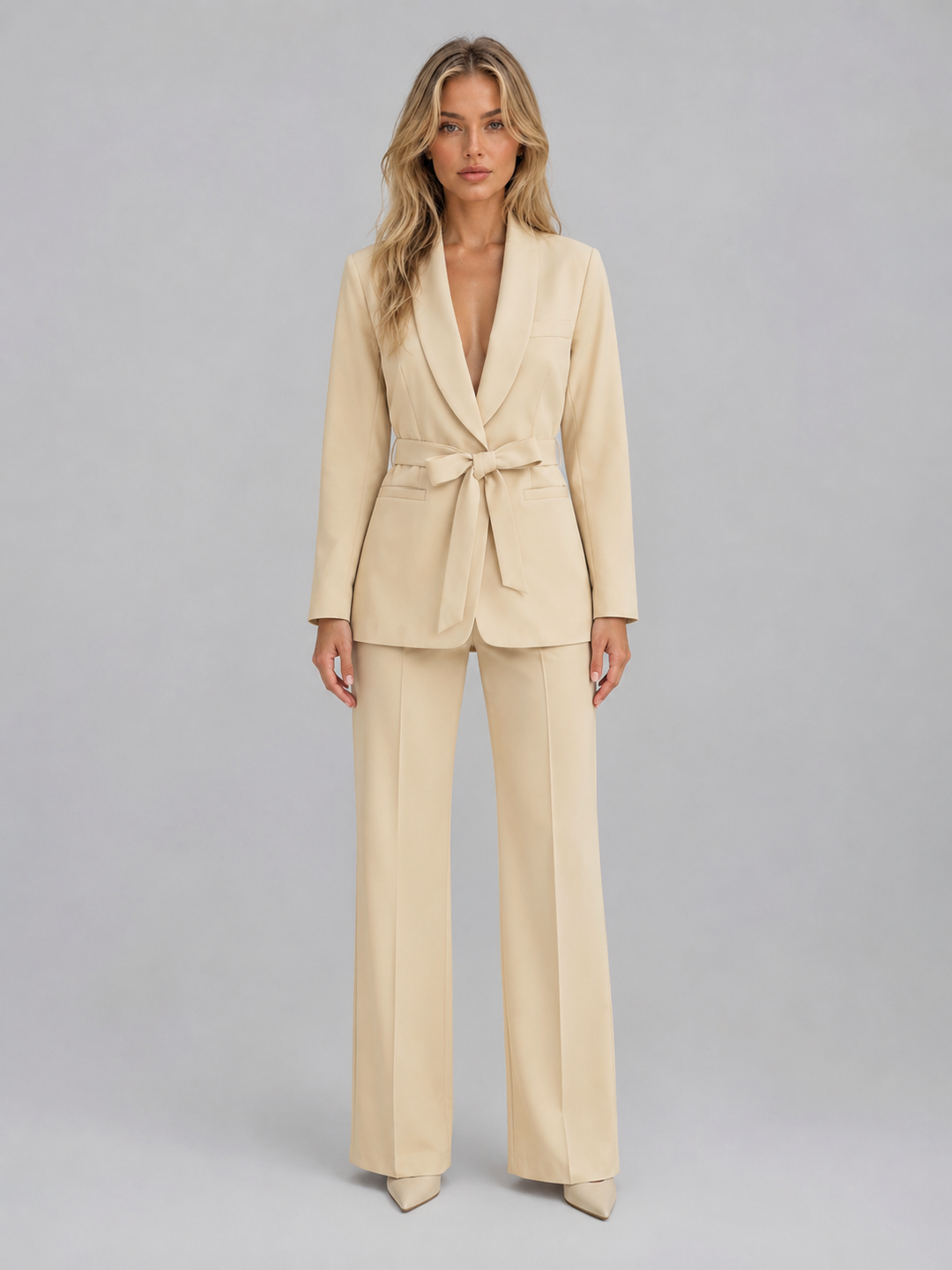 Brooke belted blazer and wide leg trouser suit