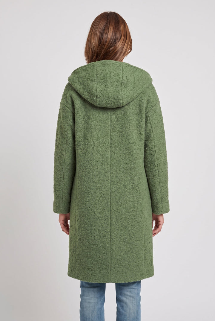 Annwen hooded longline coat with button front – image 2