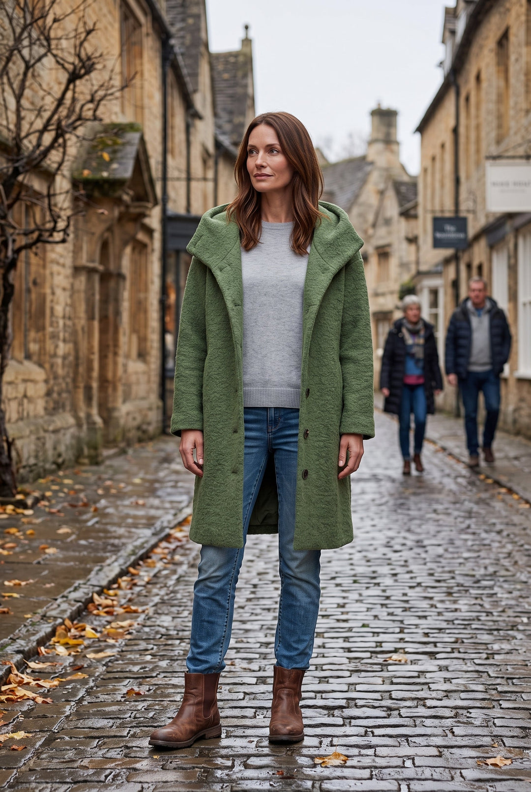 Annwen hooded longline coat with button front – image 3