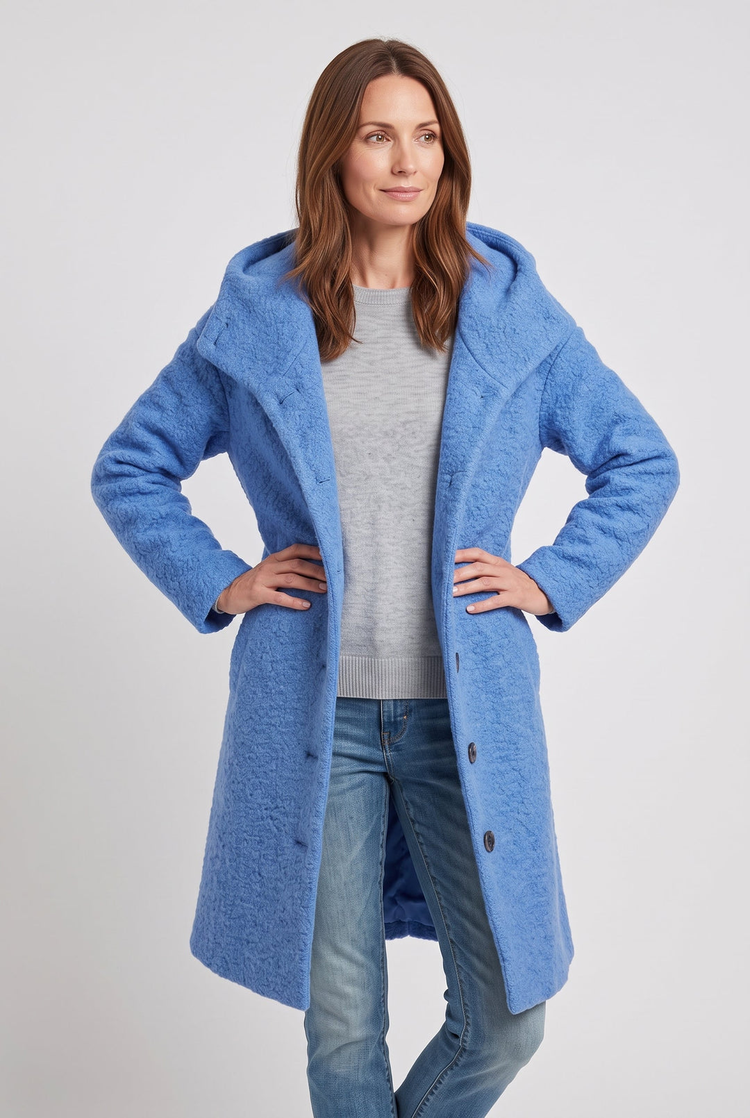 Annwen hooded longline coat with button front – image 4