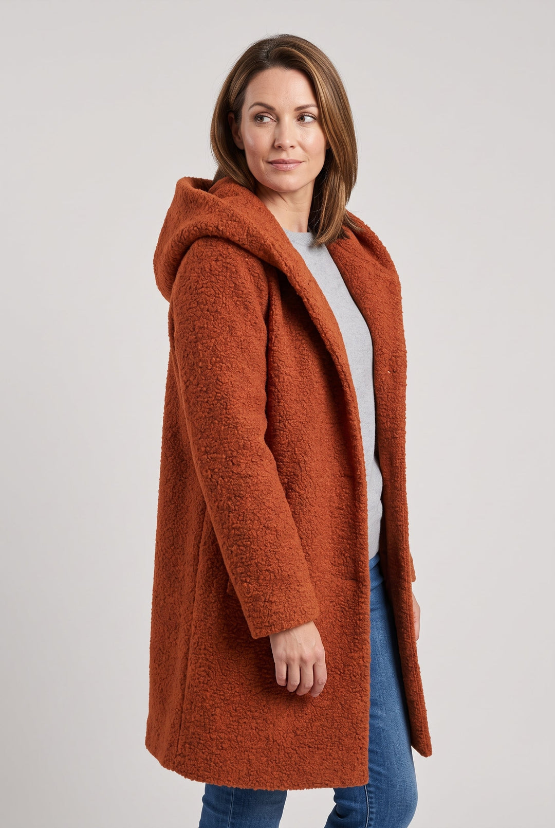 Annwen hooded longline coat with button front – image 7