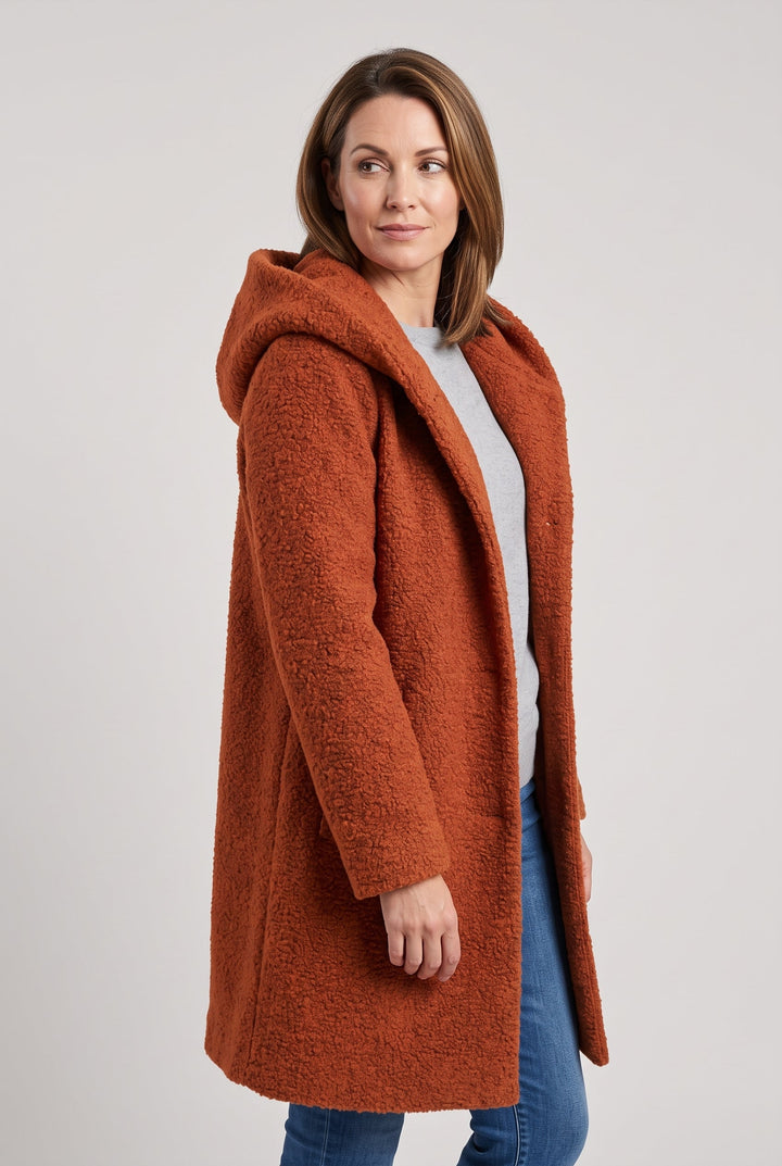 Annwen hooded longline coat with button front – image 7