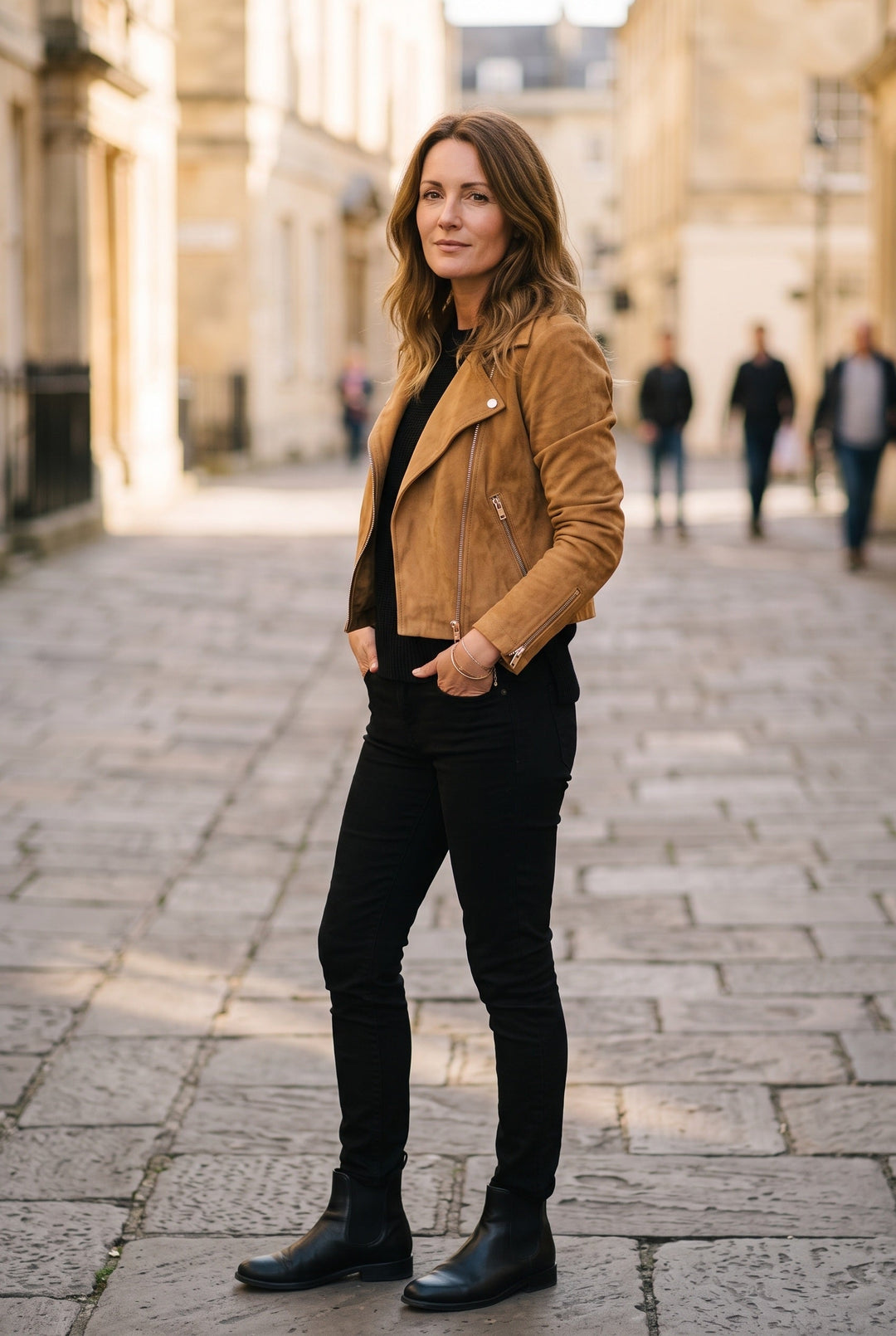 Winona cropped biker jacket in blue