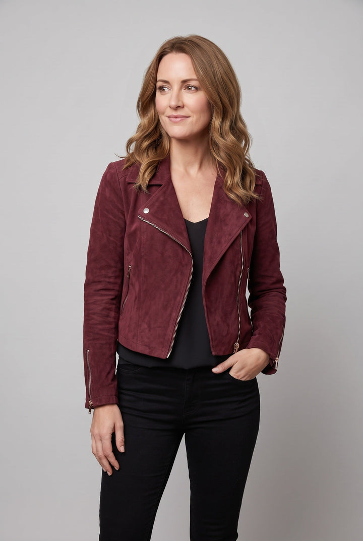 Winona cropped biker jacket, back view