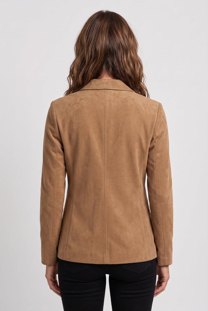 Willa suede look jacket in brown
