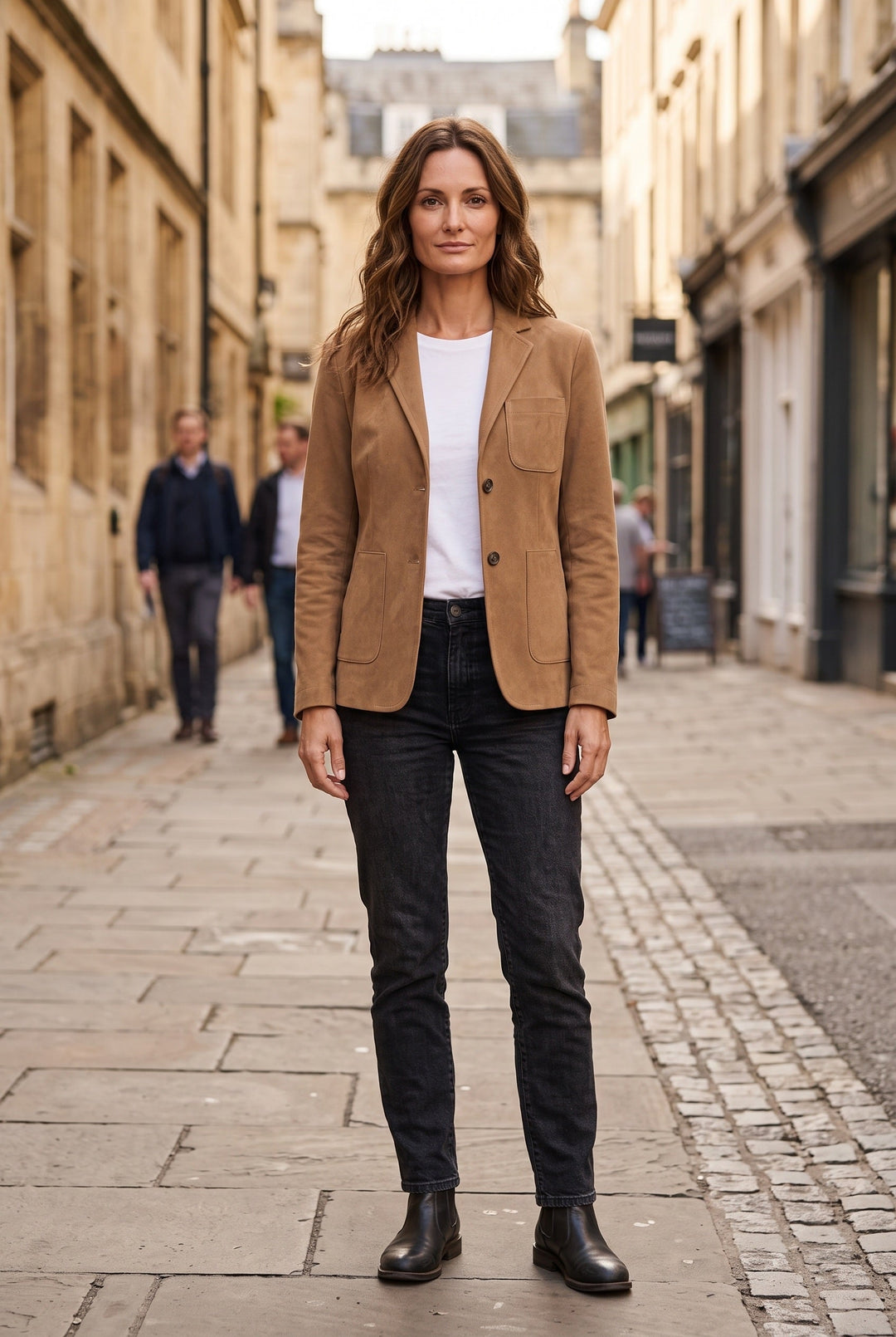 Willa suede look jacket, patch pocket detail
