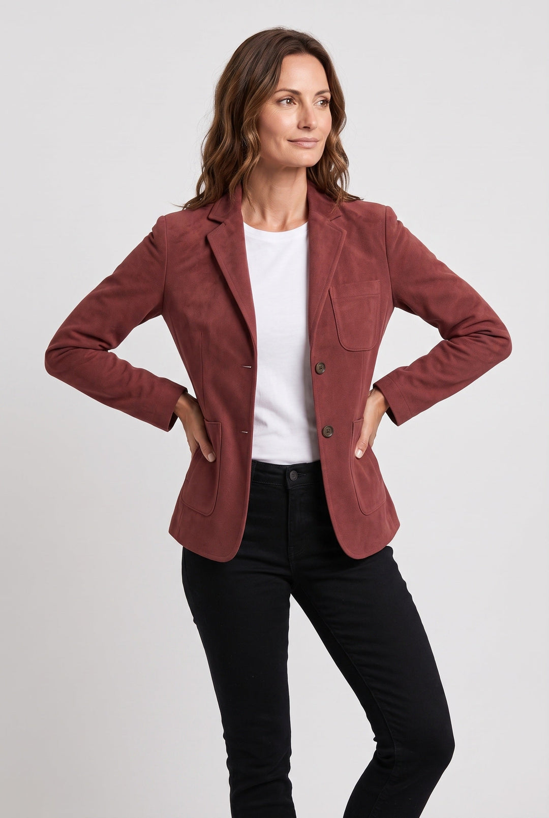 Willa suede look jacket, back view