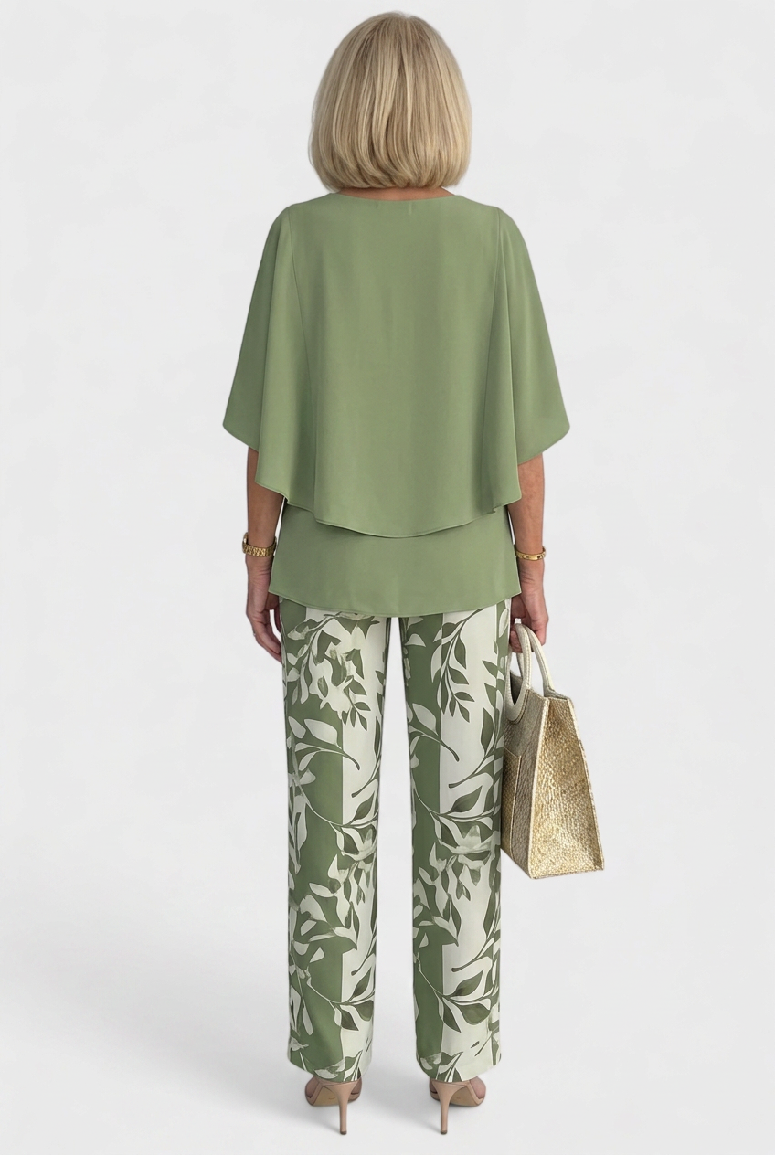 Pernille printed co-ord set with layered top – image 2
