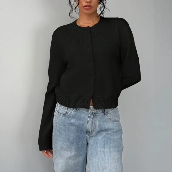 Signe cropped ribbed knit cardigan – image 10