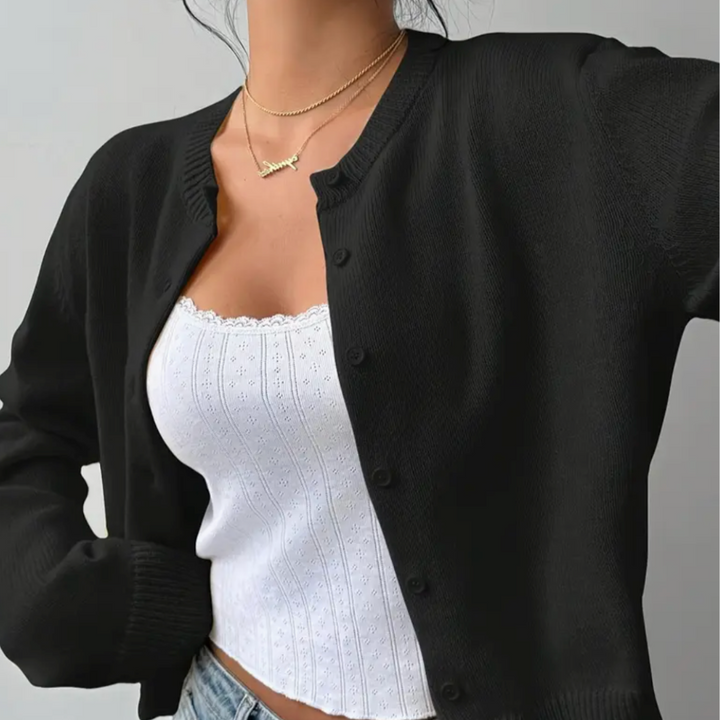 Signe cropped ribbed knit cardigan – image 12