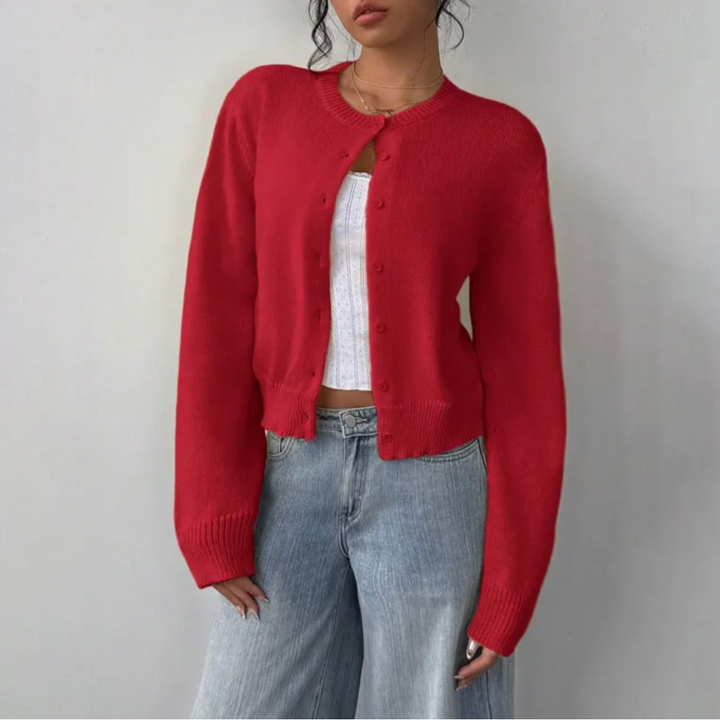 Signe cropped ribbed knit cardigan – image 13