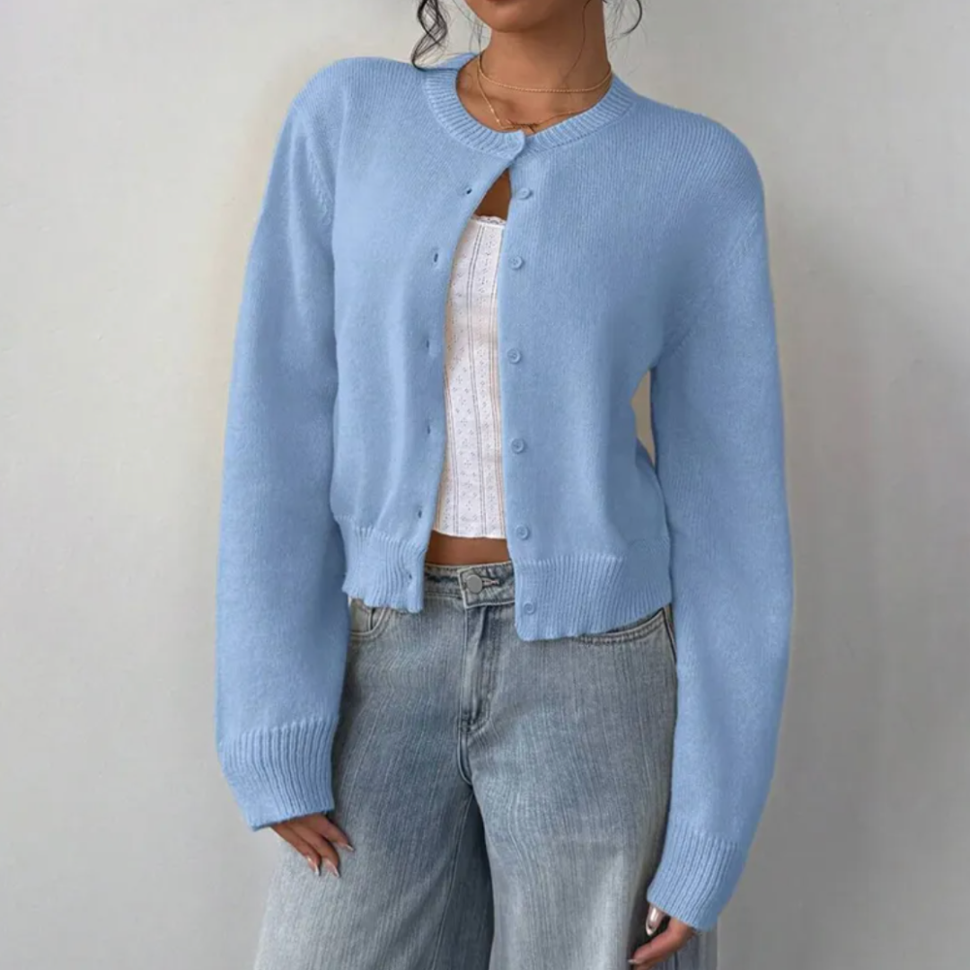 Signe cropped ribbed knit cardigan – image 15