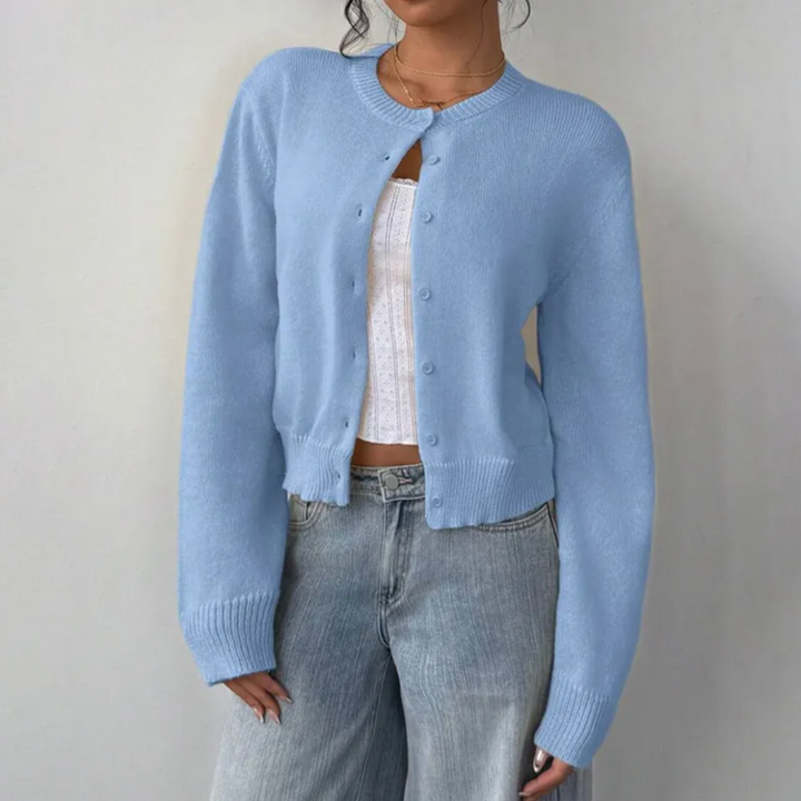 Signe cropped ribbed knit cardigan – image 15