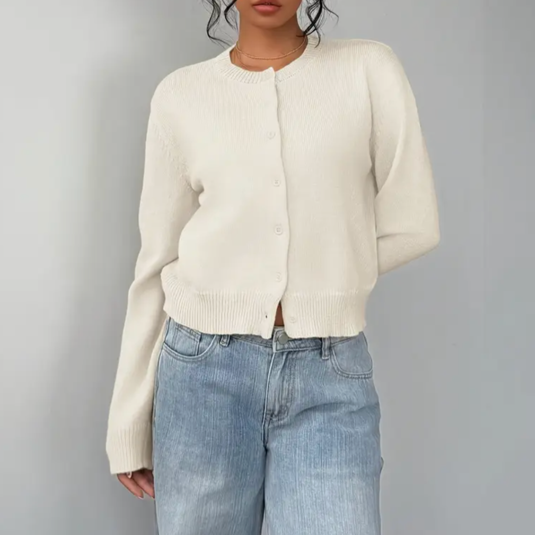 Signe cropped ribbed knit cardigan – image 2