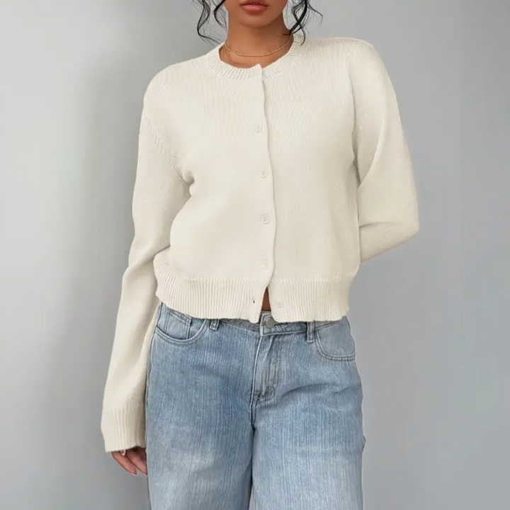 Signe cropped ribbed knit cardigan – image 2