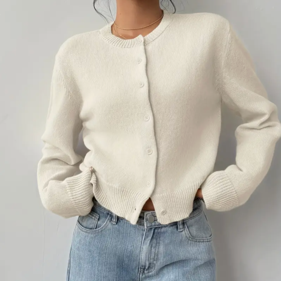 Signe cropped ribbed knit cardigan – image 5