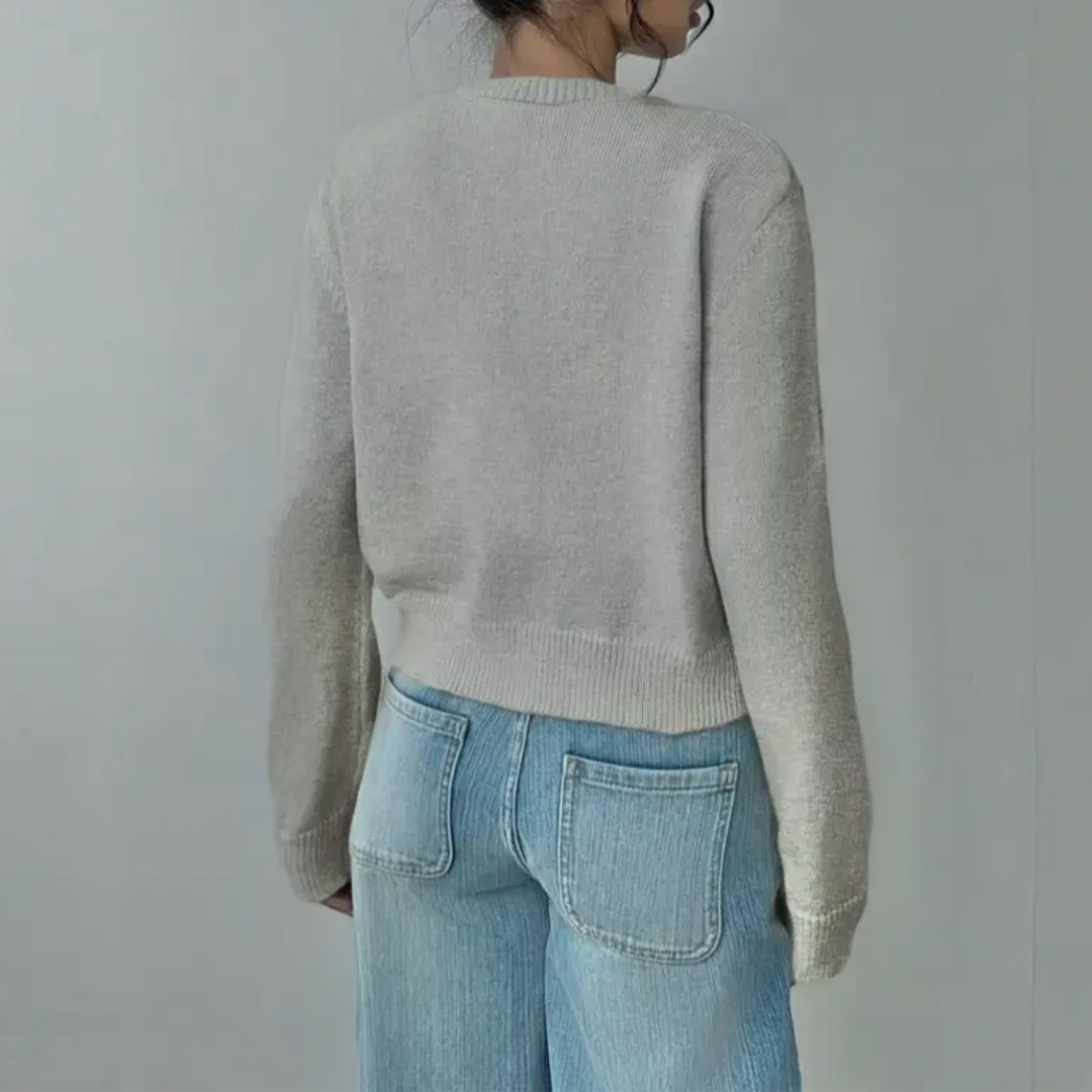Signe cropped ribbed knit cardigan – image 8