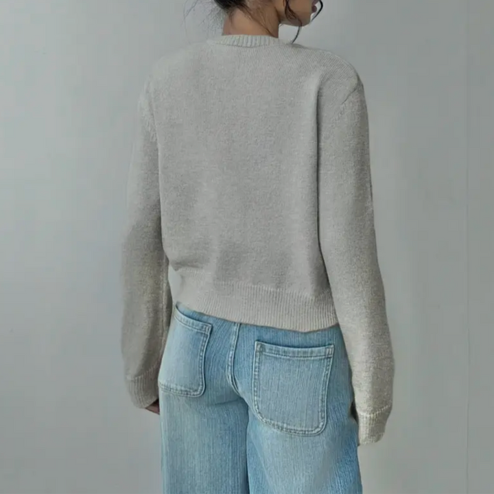 Signe cropped ribbed knit cardigan – image 8