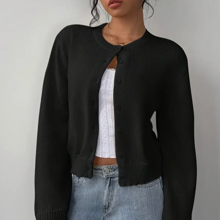 Signe cropped ribbed knit cardigan – image 9