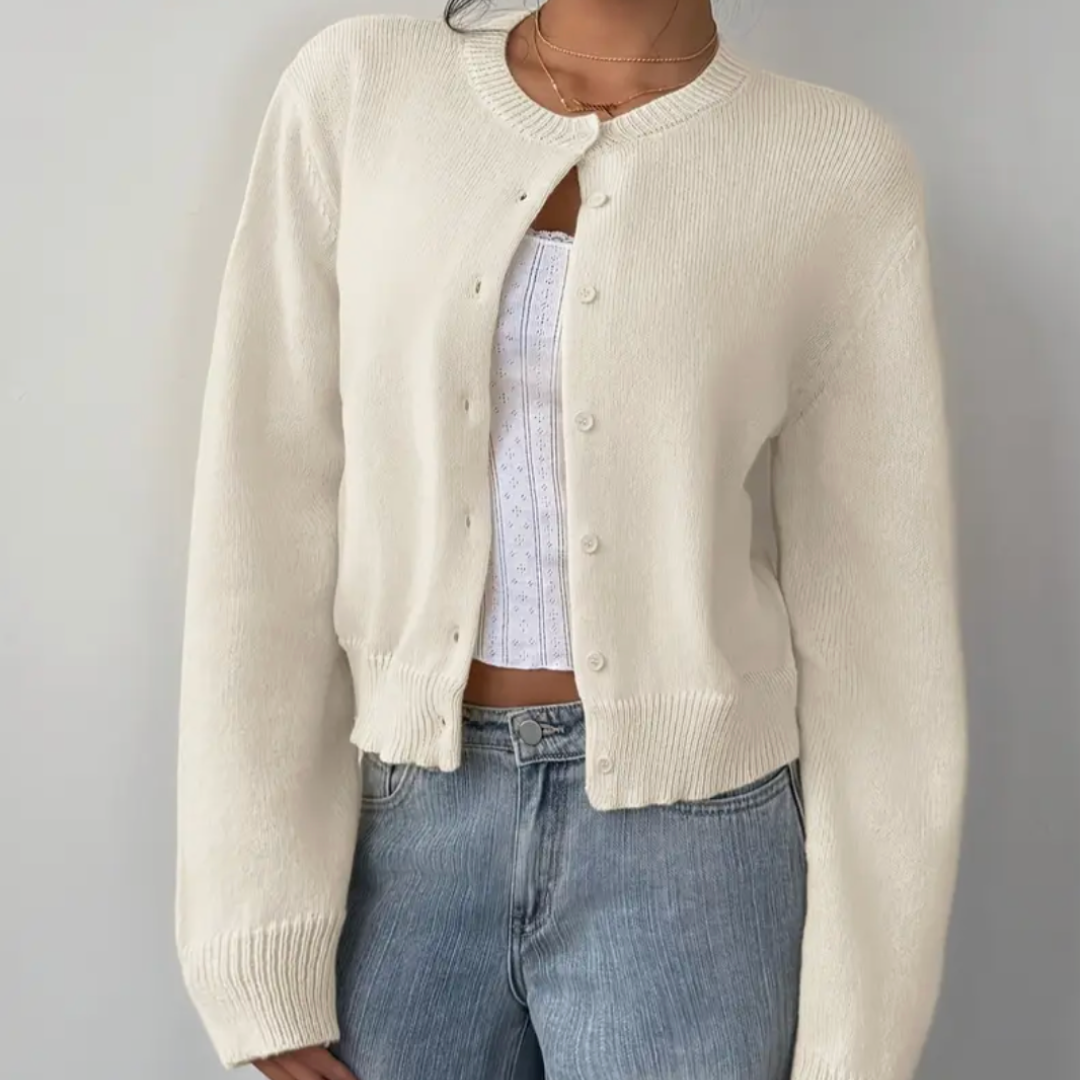Signe cropped ribbed knit cardigan