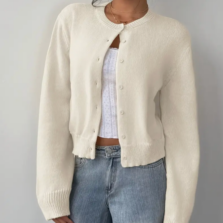 Signe cropped ribbed knit cardigan