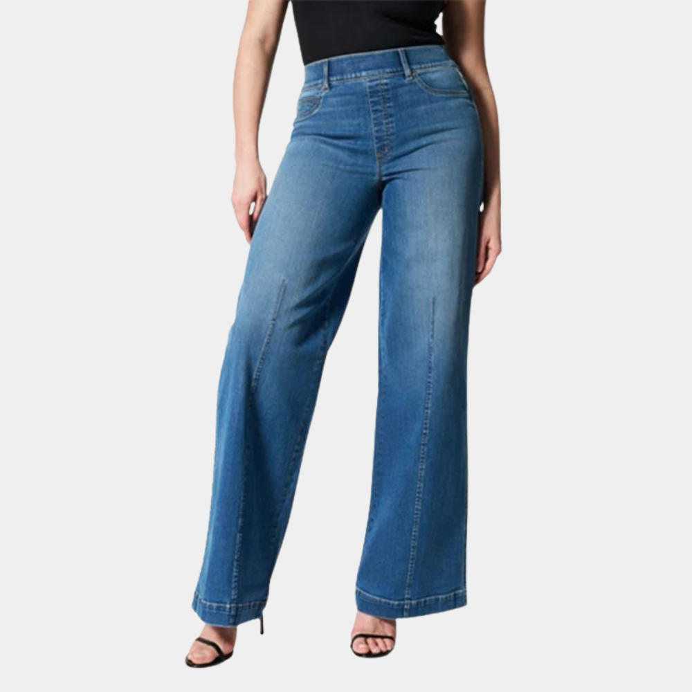 Maud high waist wide leg flare jeans in light blue