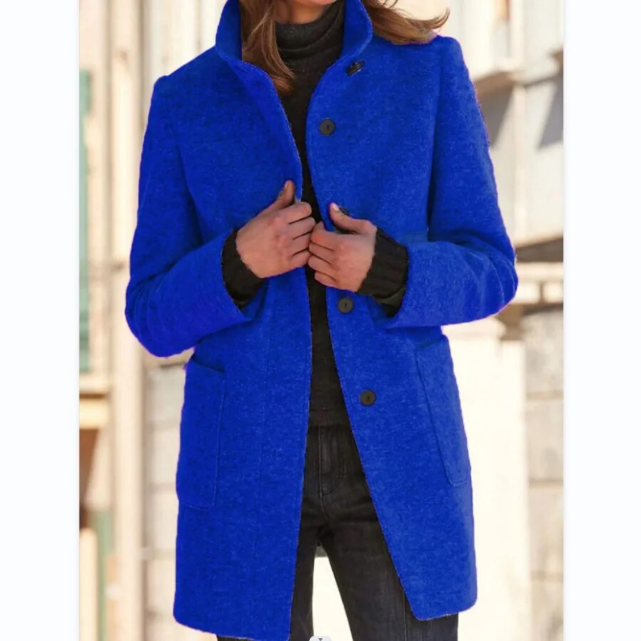 Beatrix wool coat with stand collar and patch pockets – image 3