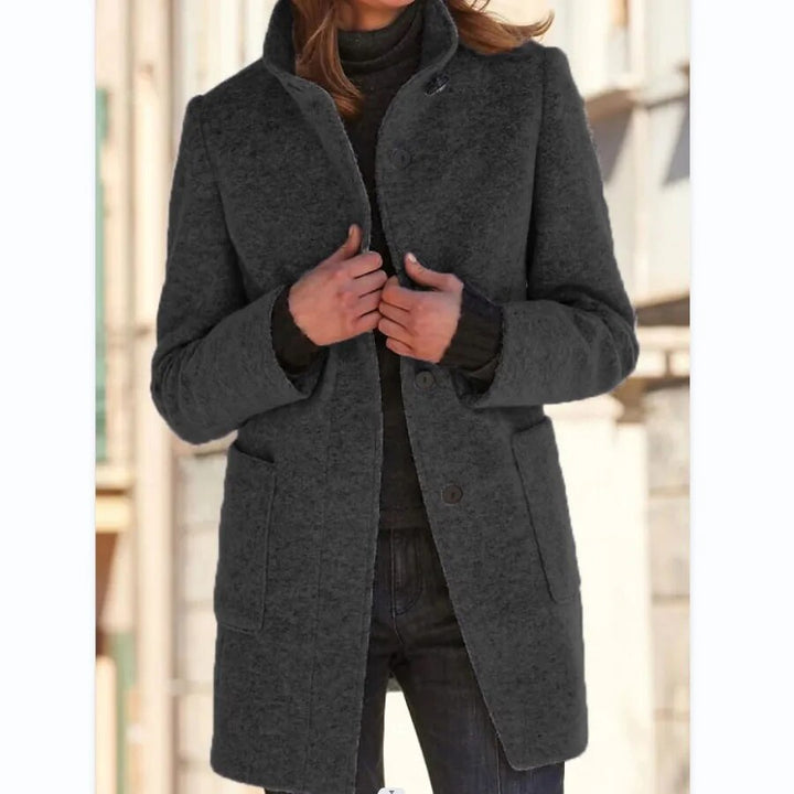 Beatrix wool coat with stand collar and patch pockets – image 4
