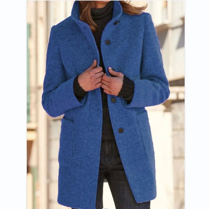 Beatrix wool coat with stand collar and patch pockets – image 2