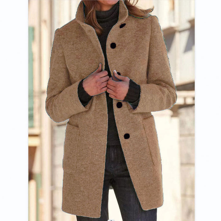 Beatrix wool coat with stand collar and patch pockets – image 7