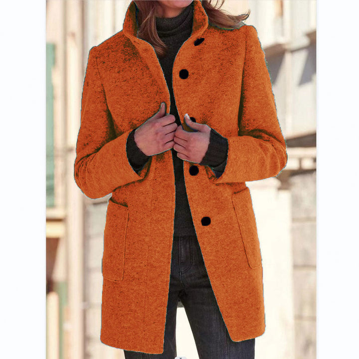 Beatrix wool coat with stand collar and patch pockets – image 9