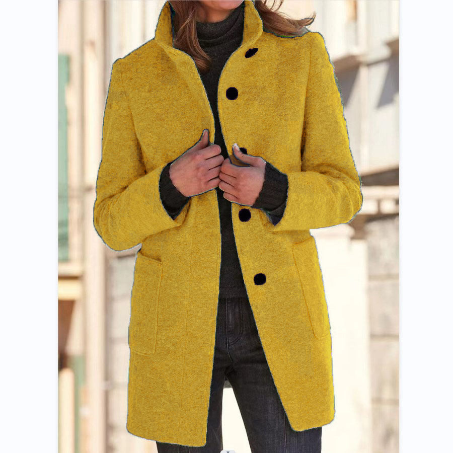 Beatrix wool coat with stand collar and patch pockets – image 10