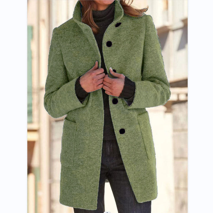 Beatrix wool coat with stand collar and patch pockets – image 11