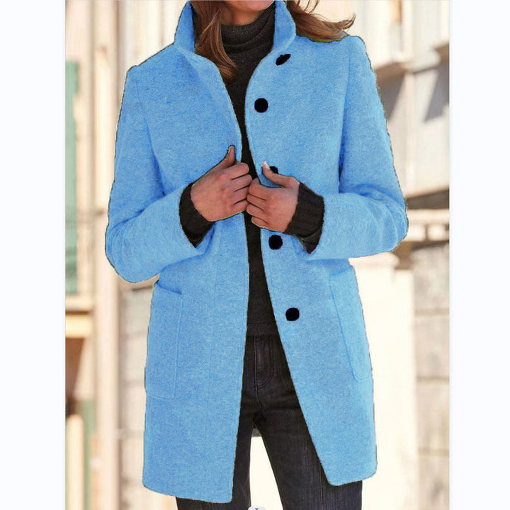 Beatrix wool coat with stand collar and patch pockets – image 12
