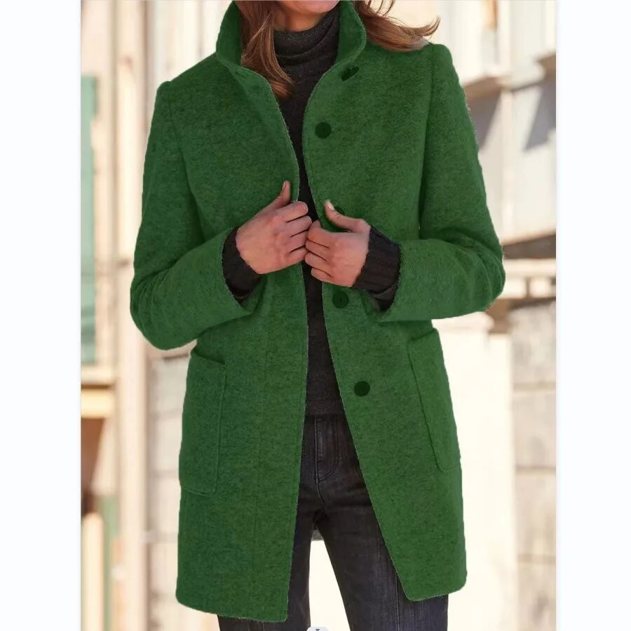 Beatrix wool coat with stand collar and patch pockets – image 5