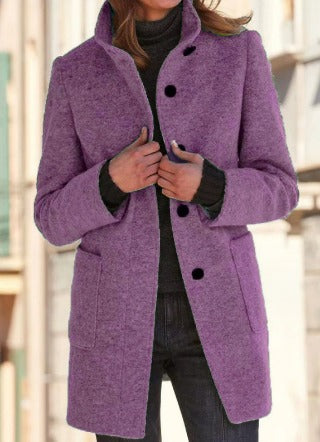 Beatrix wool coat with stand collar and patch pockets – image 6