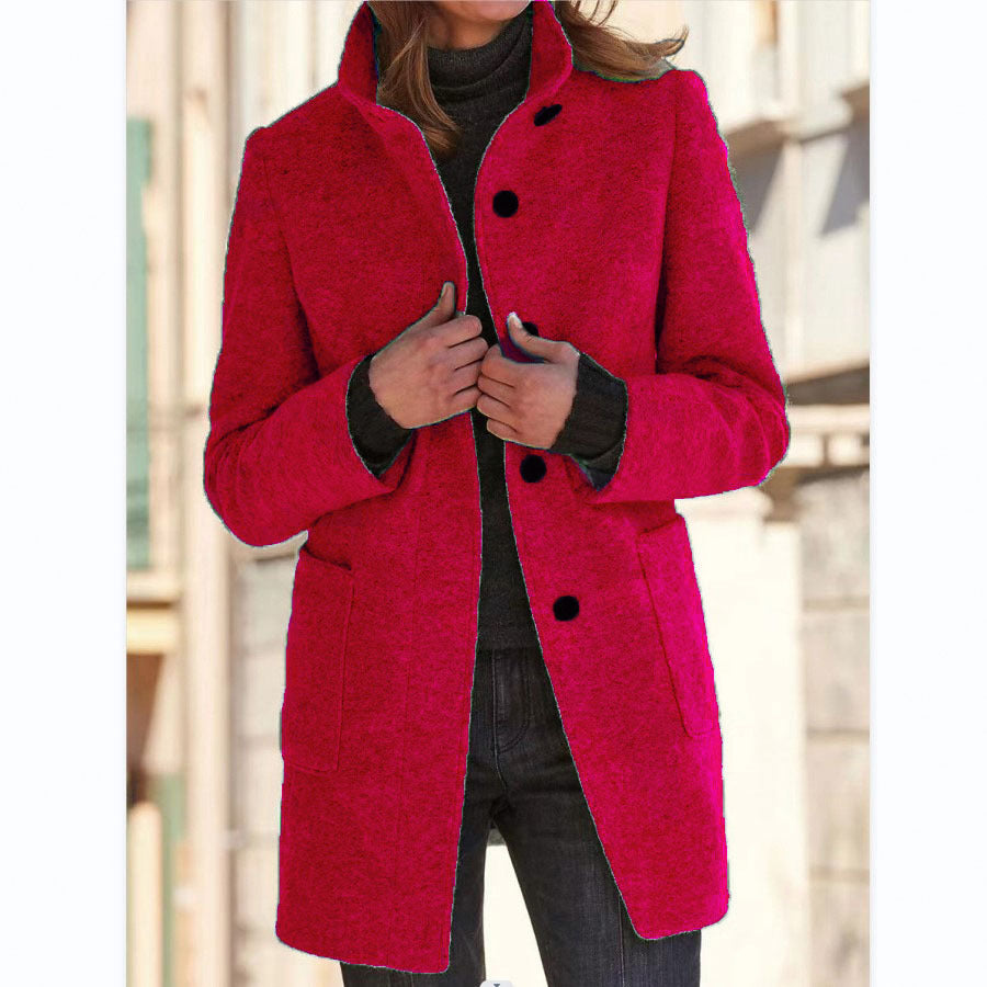 Beatrix wool coat with stand collar and patch pockets – image 13