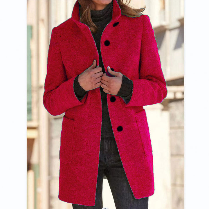 Beatrix wool coat with stand collar and patch pockets – image 13