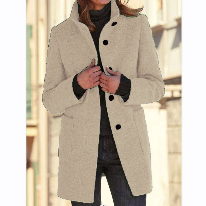 Beatrix wool coat with stand collar and patch pockets – image 8