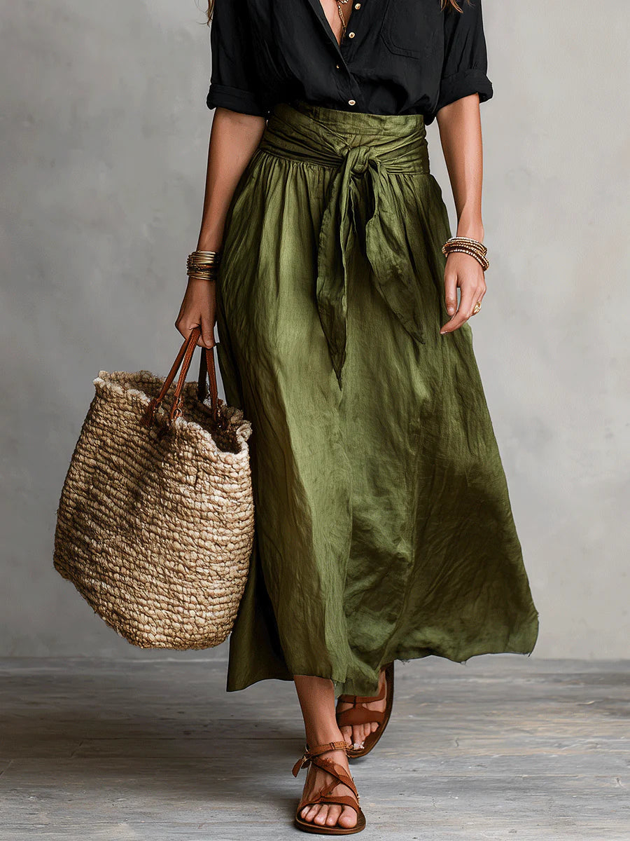 Bonnie blouse and midi skirt set with tie belt – image 8