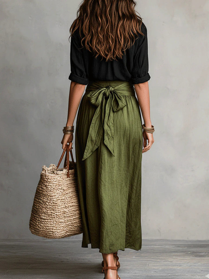 Bonnie blouse and midi skirt set with tie belt – image 6