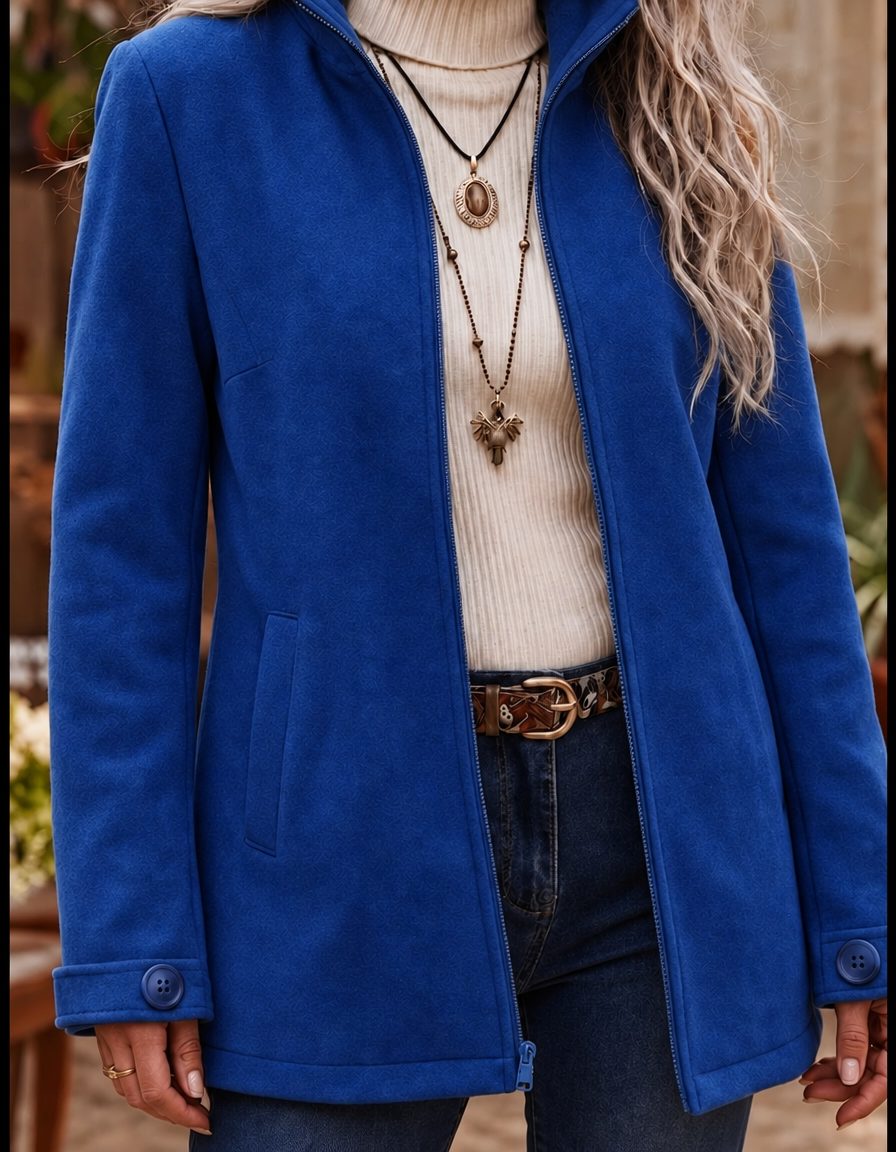 Ingunn zip up wool jacket with stand collar – image 2