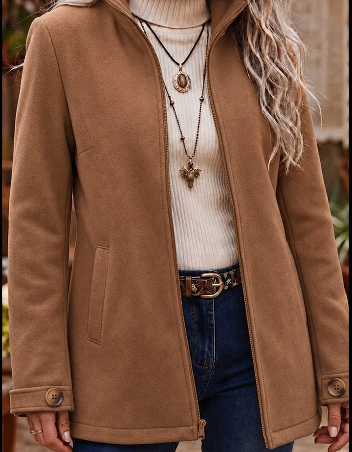 Ingunn zip up wool jacket with stand collar – image 3