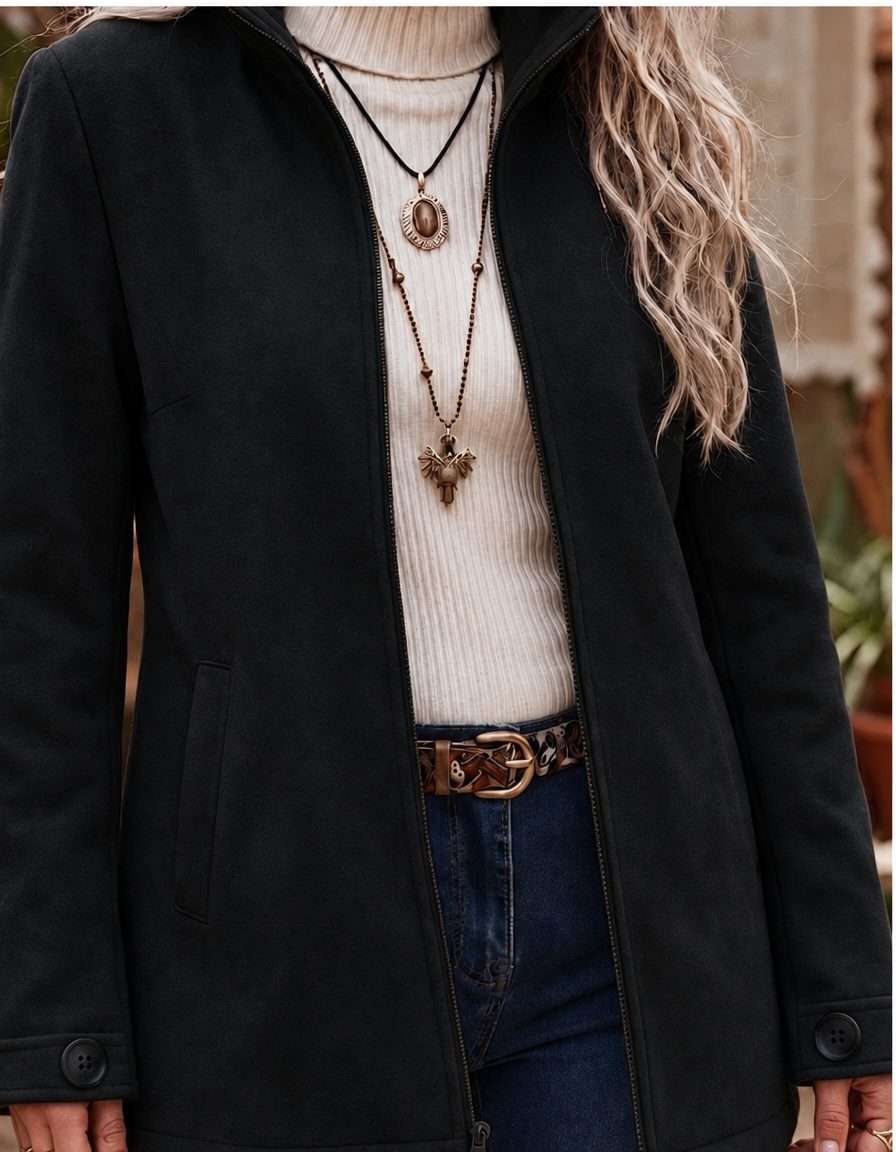 Ingunn zip up wool jacket with stand collar – image 4